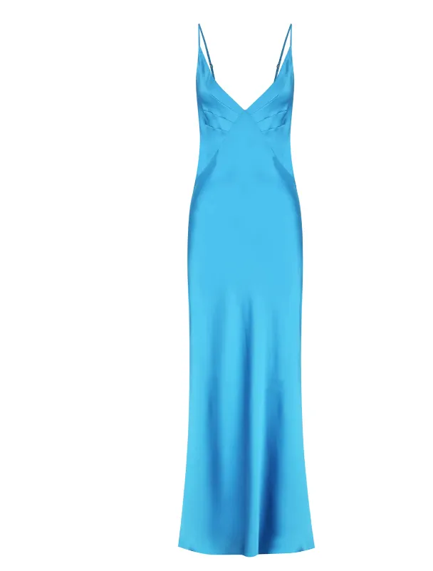 Shona Joy Ciel Silk Plunged Slip Maxi Dress