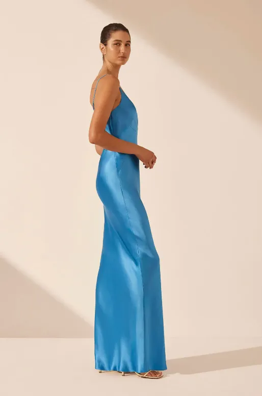 Shona Joy Ciel Silk Plunged Slip Maxi Dress