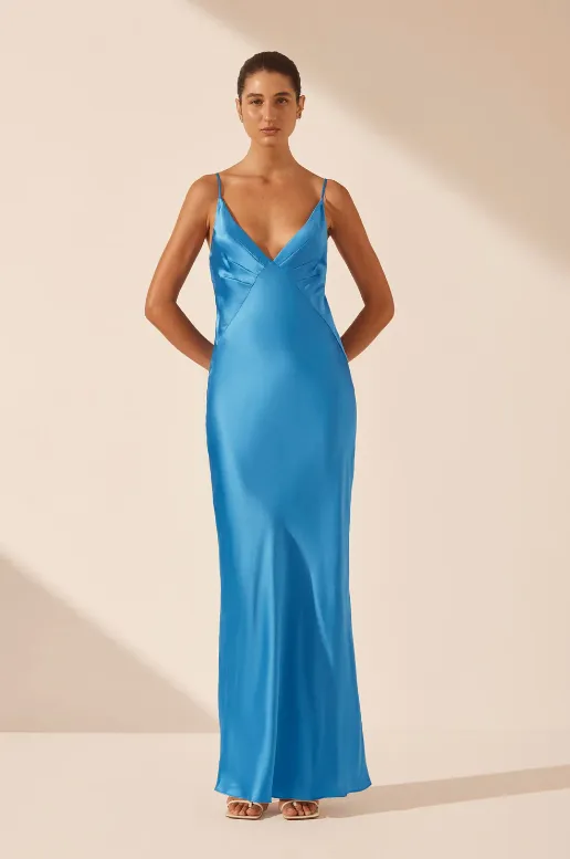 Shona Joy Ciel Silk Plunged Slip Maxi Dress