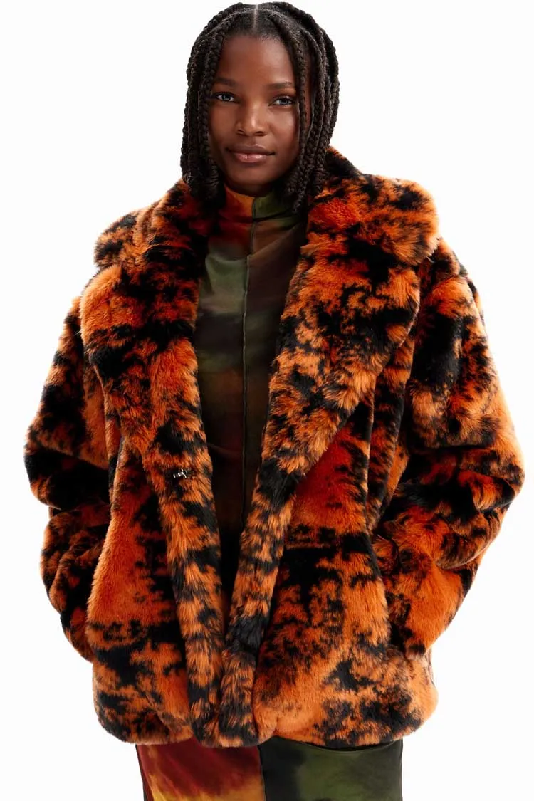 Short Fur-effect Double Breasted Coat | FINAL SALE