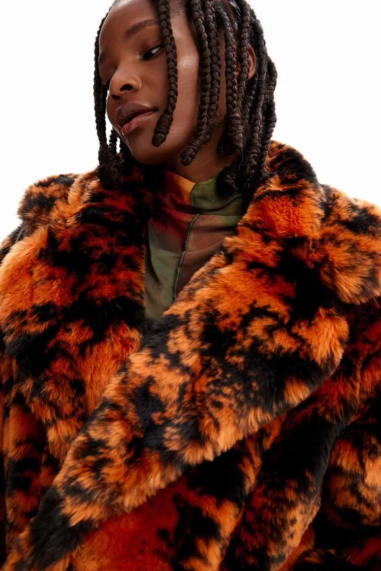 Short Fur-effect Double Breasted Coat | FINAL SALE