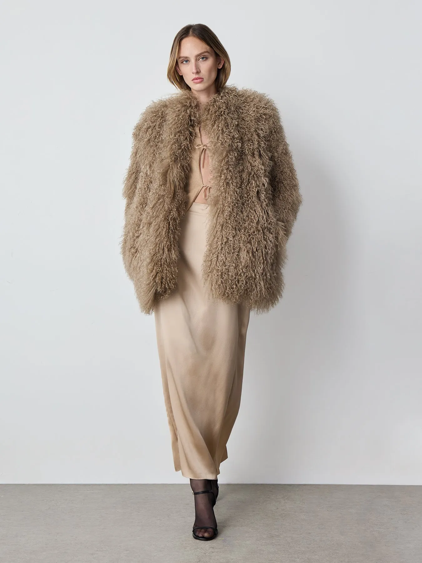 Silk Maxi Skirt in Camel