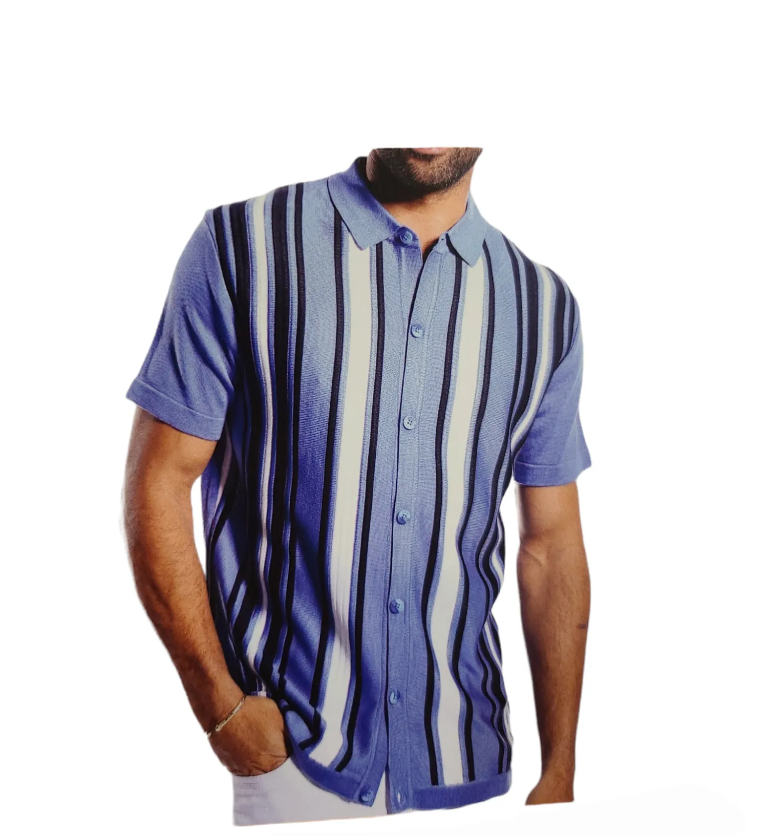 Silversilk button Down Knit Polo