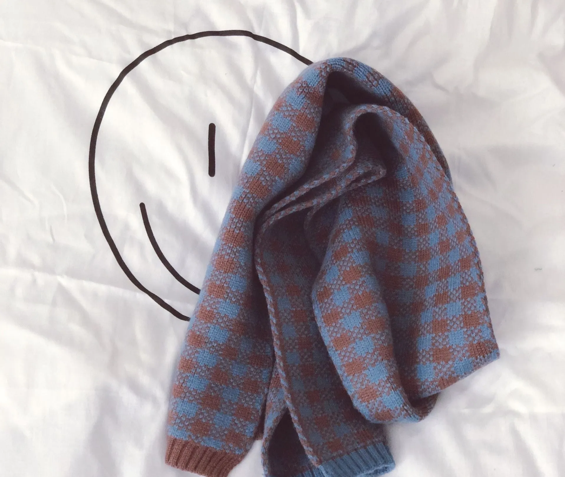 Small Plaid Color Matching Children'S Knitted Scarf