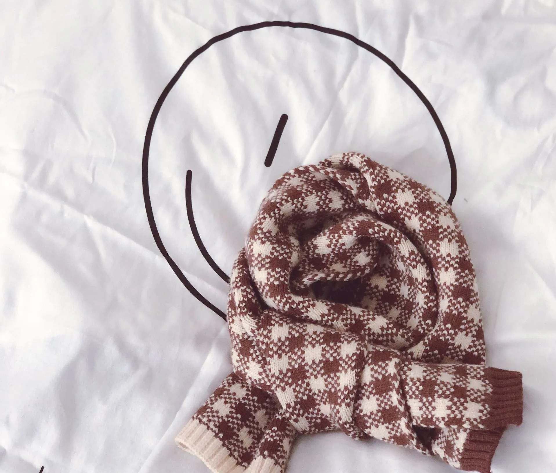 Small Plaid Color Matching Children'S Knitted Scarf