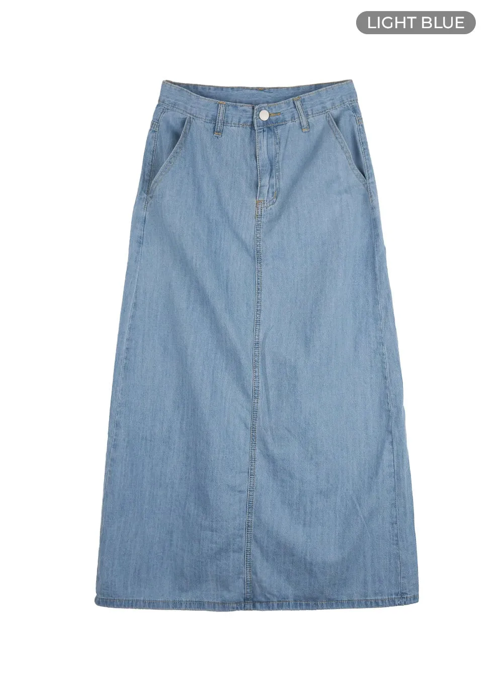 Solid Denim Maxi Skirt OU419