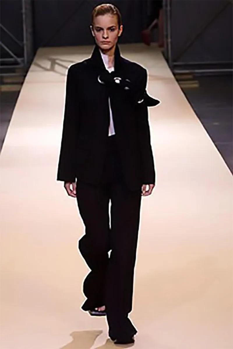 S/S 2004 Yohji Yamamoto Avant Garde Black Skirt & Jacket W/ Tied Grommets