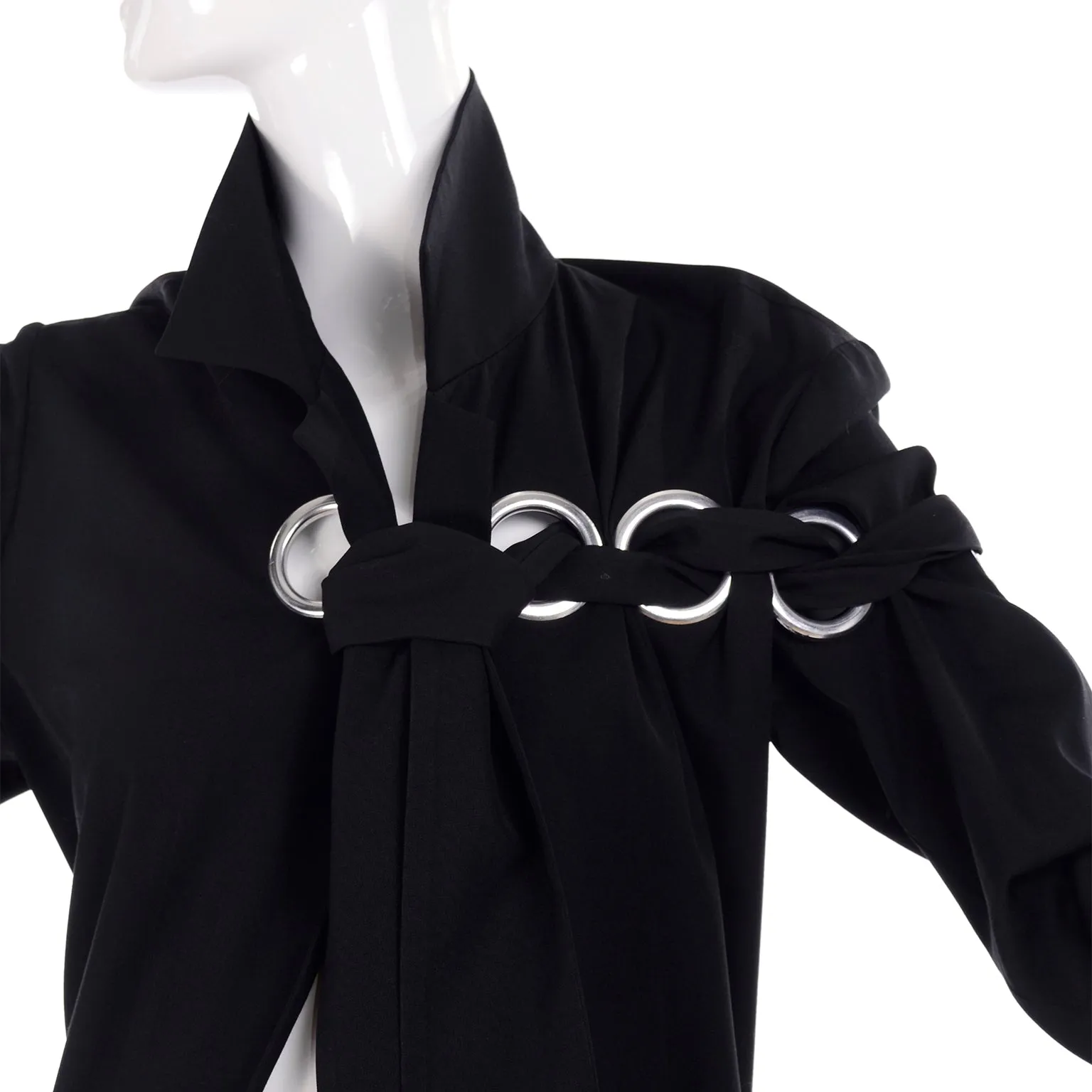 S/S 2004 Yohji Yamamoto Avant Garde Black Skirt & Jacket W/ Tied Grommets