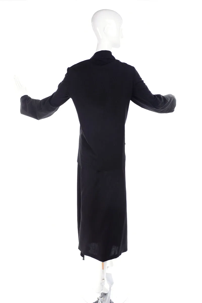 S/S 2004 Yohji Yamamoto Avant Garde Black Skirt & Jacket W/ Tied Grommets