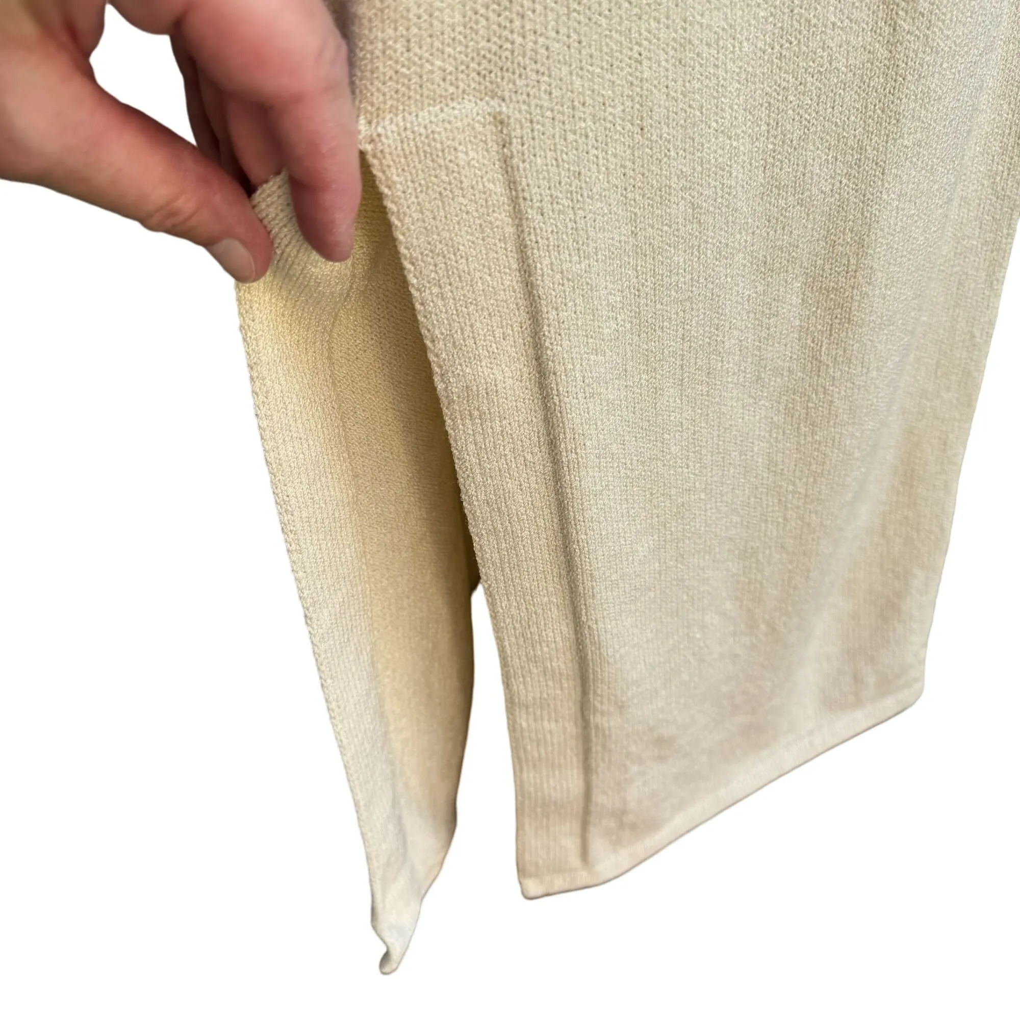 St John Vintage Womens Santana Knit Cream Side Slit Elastic Waist Maxi Skirt - M