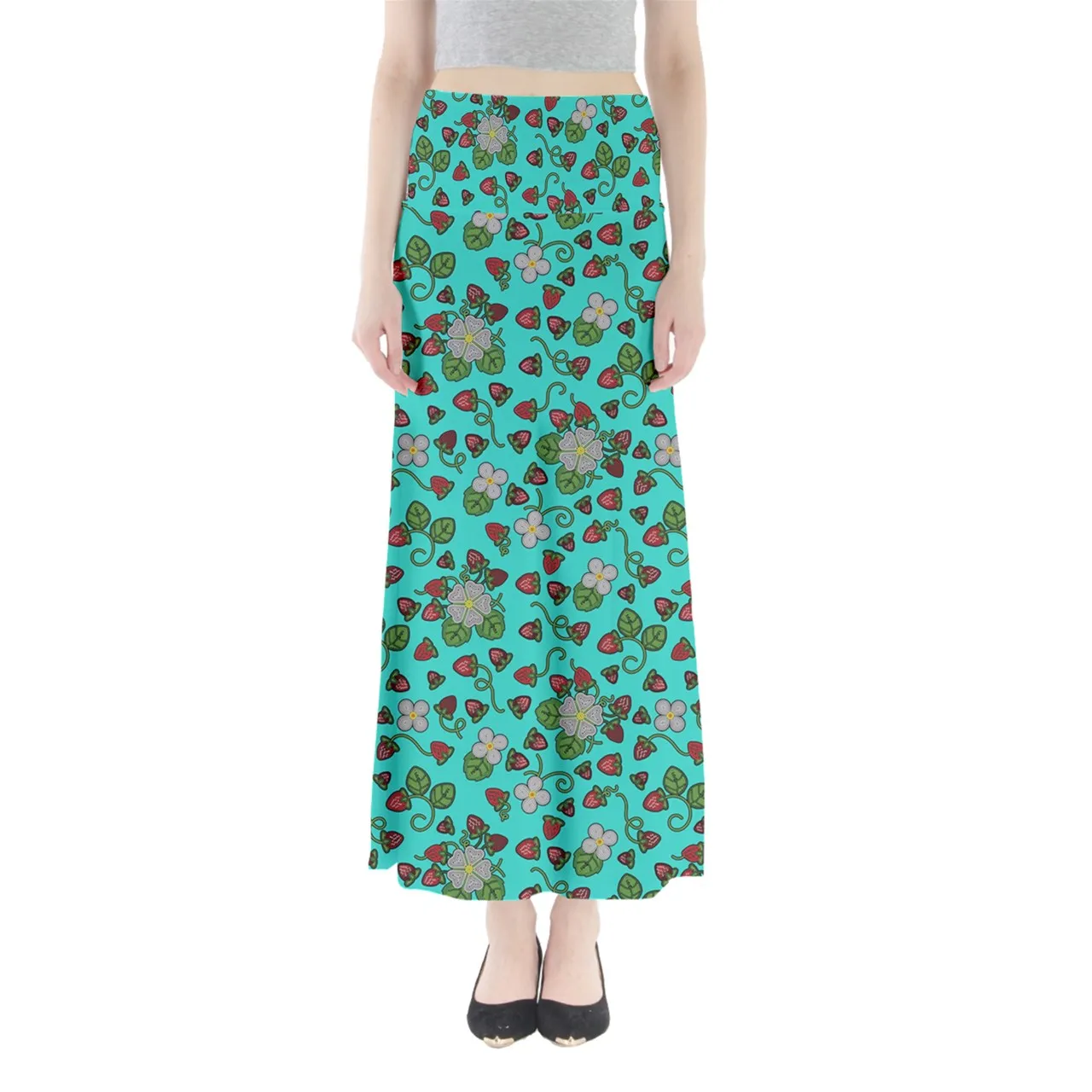 Strawberry Dreams Turquoise Full Length Maxi Skirt