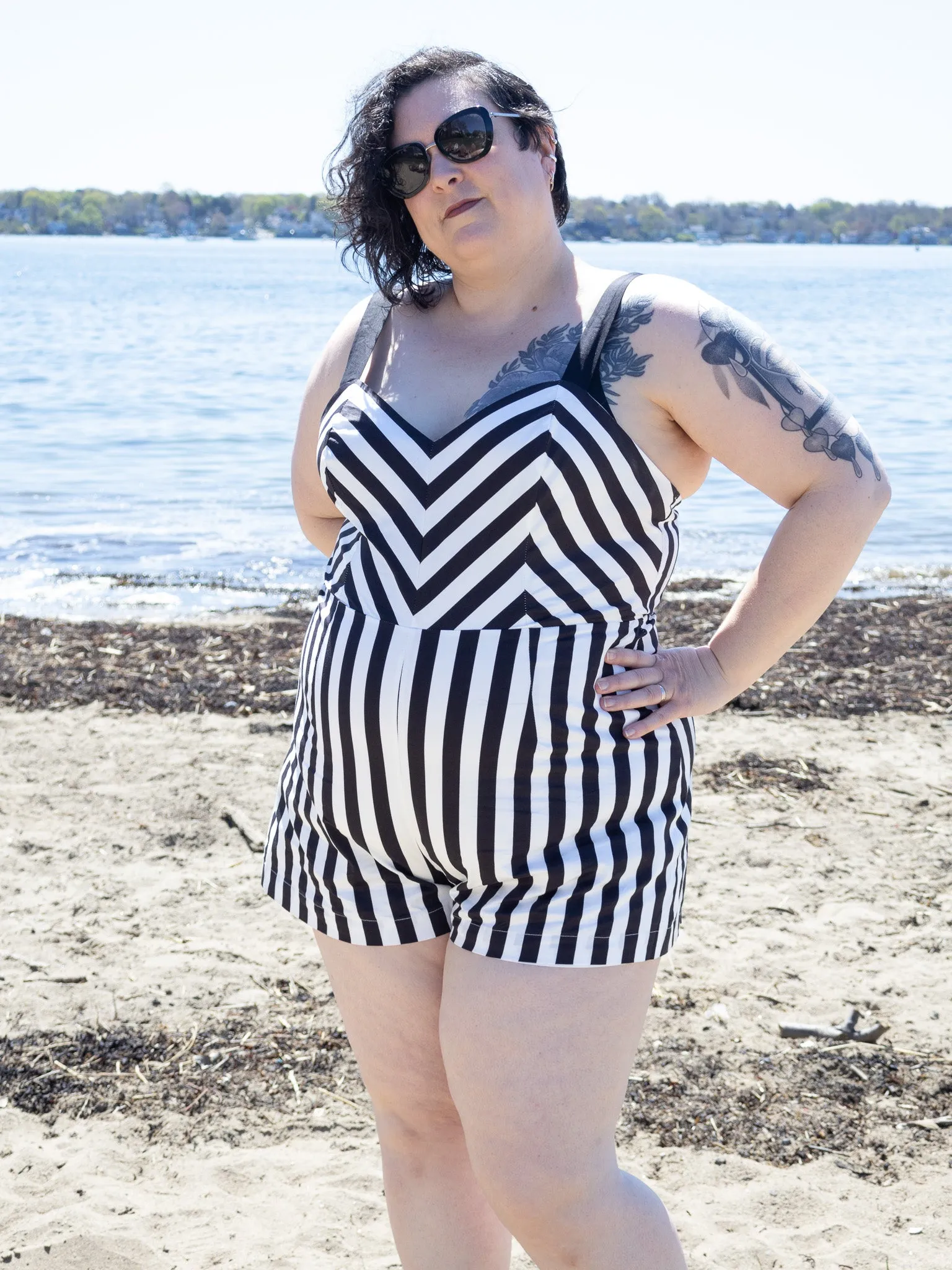 Striped Beach Romper & Skirt Set