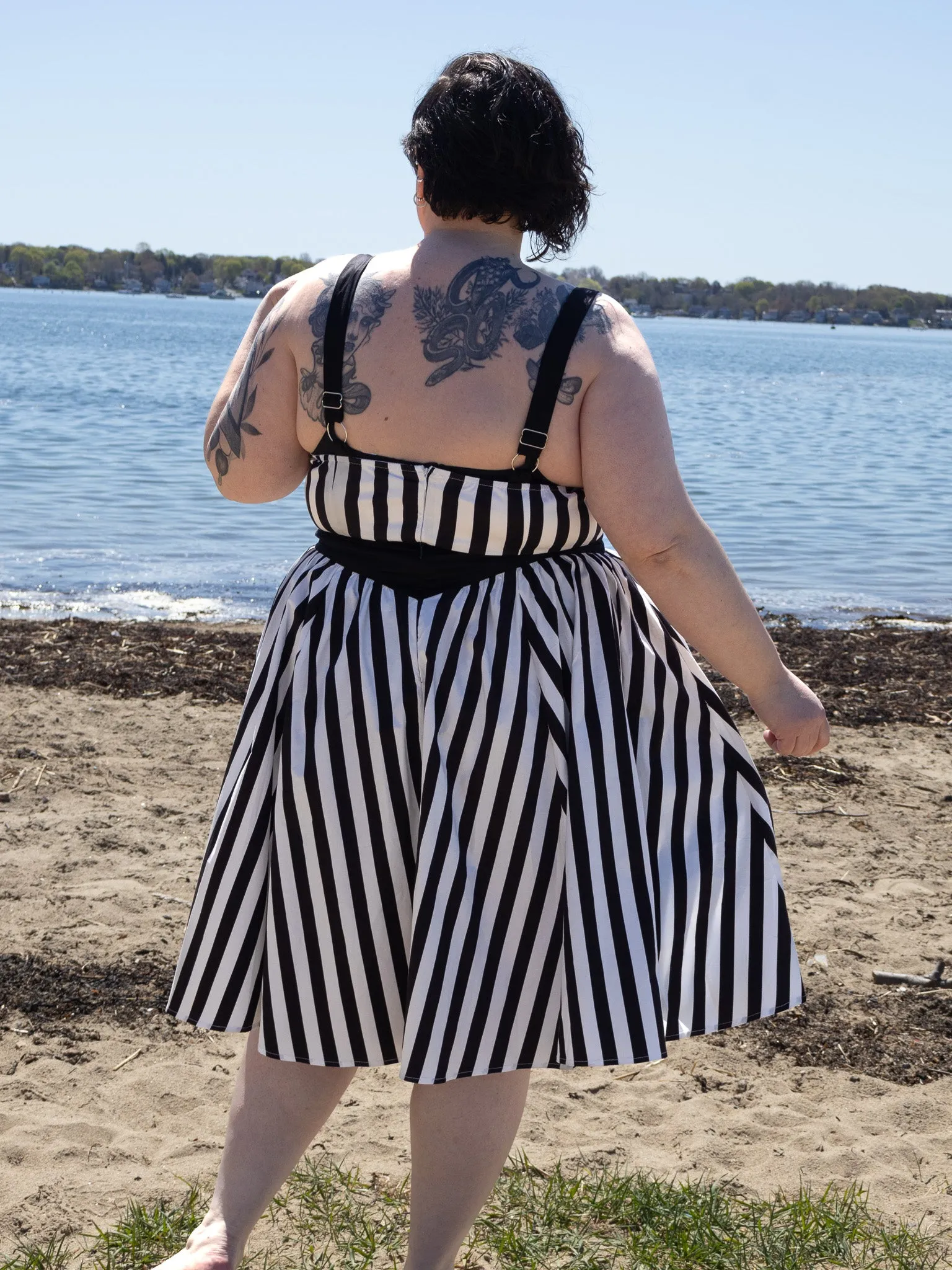 Striped Beach Romper & Skirt Set