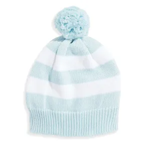 Striped Knit Hat -- Light Blue/Blue Stripe