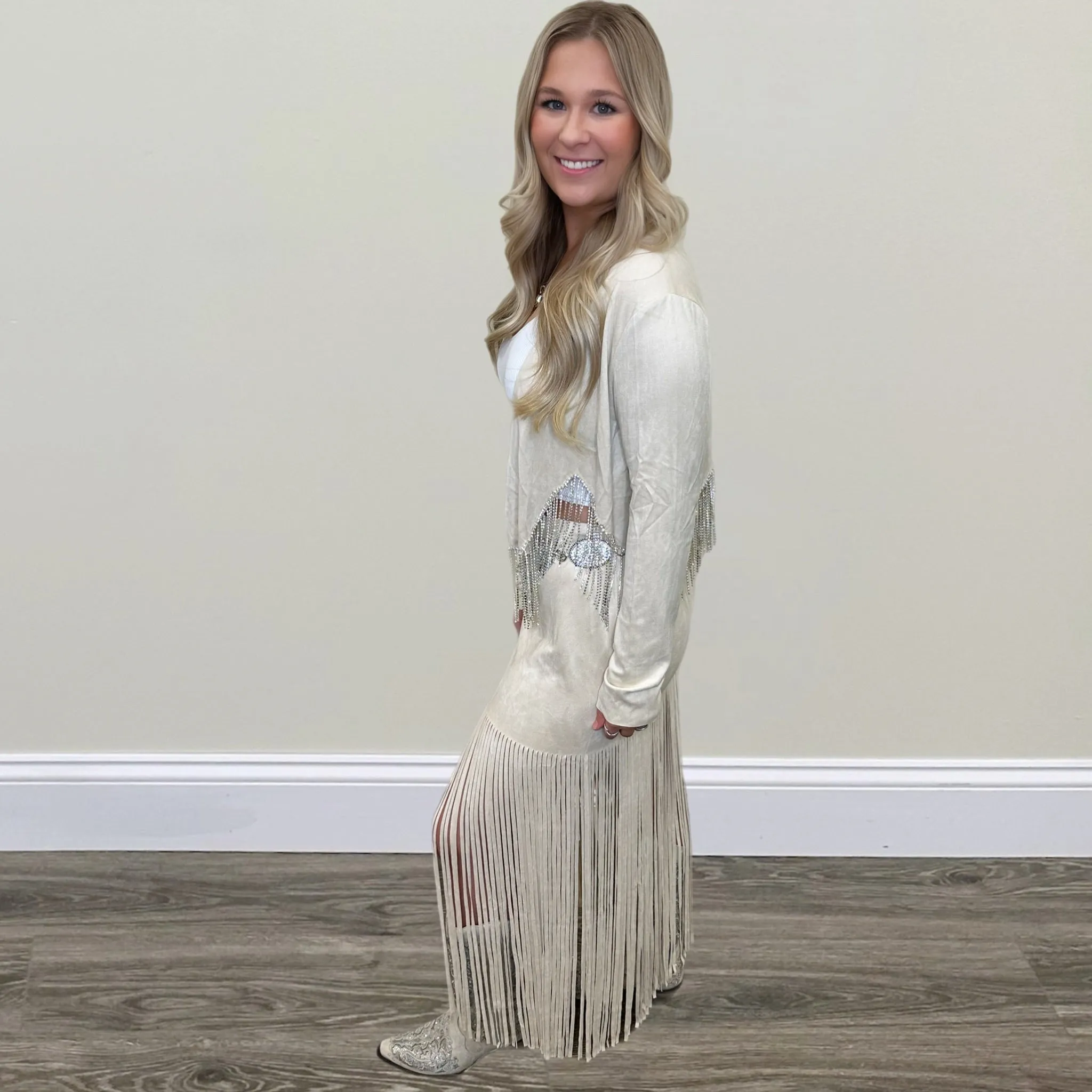 Suede Fringe Skirt