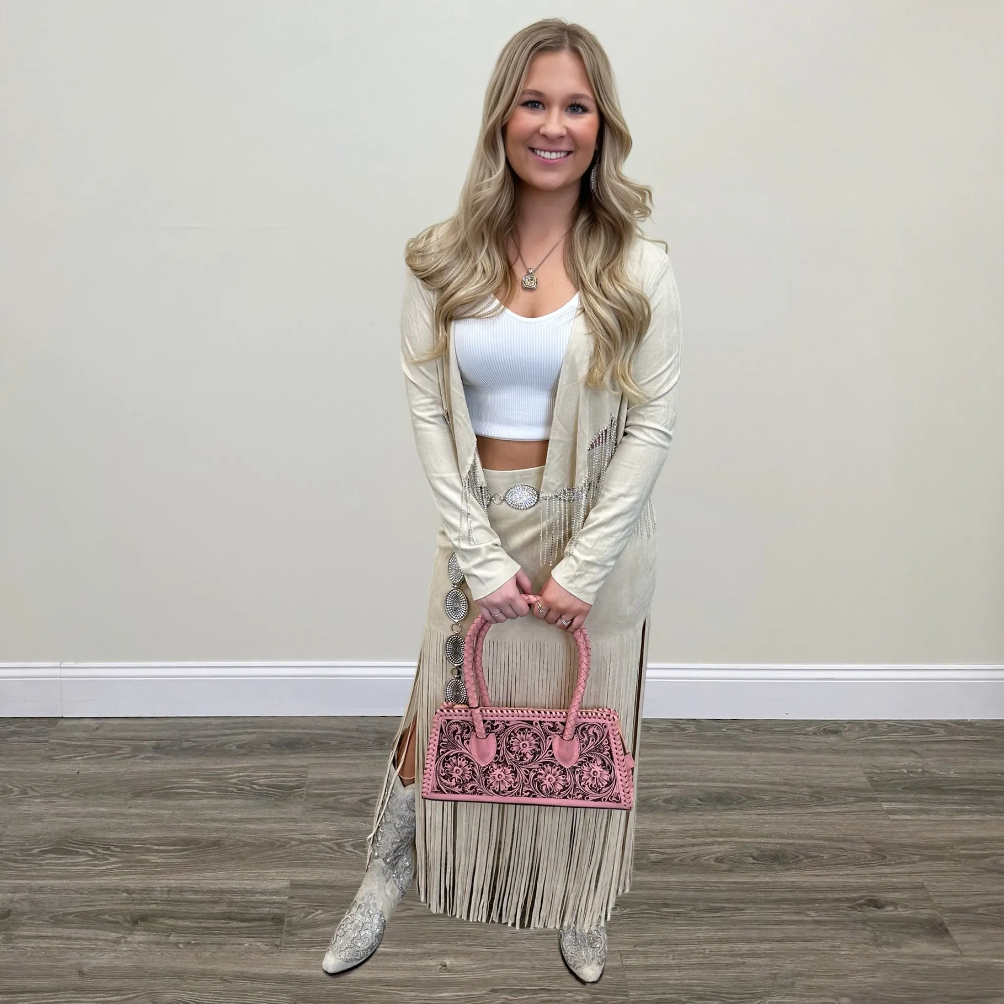 Suede Fringe Skirt