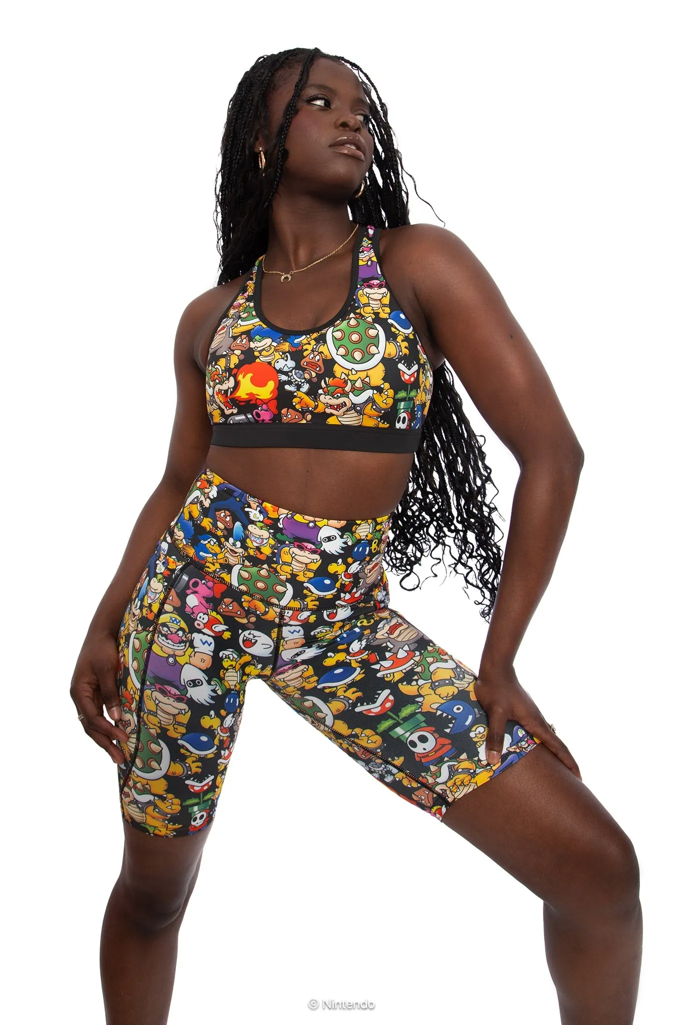 Super Mario Enemies High Waisted Bike Pants