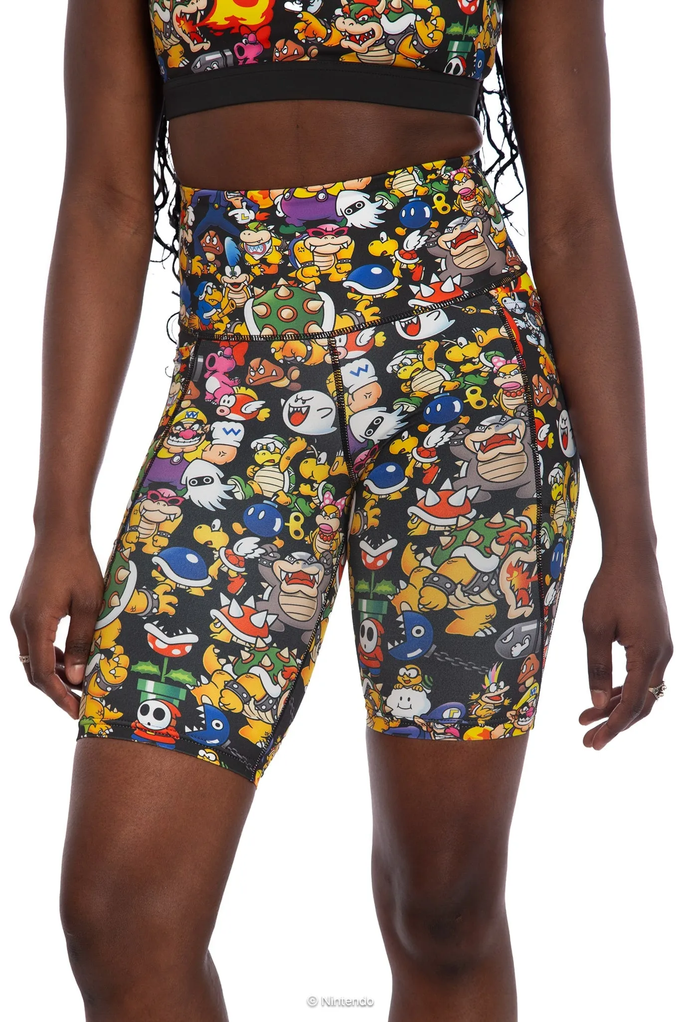 Super Mario Enemies High Waisted Bike Pants