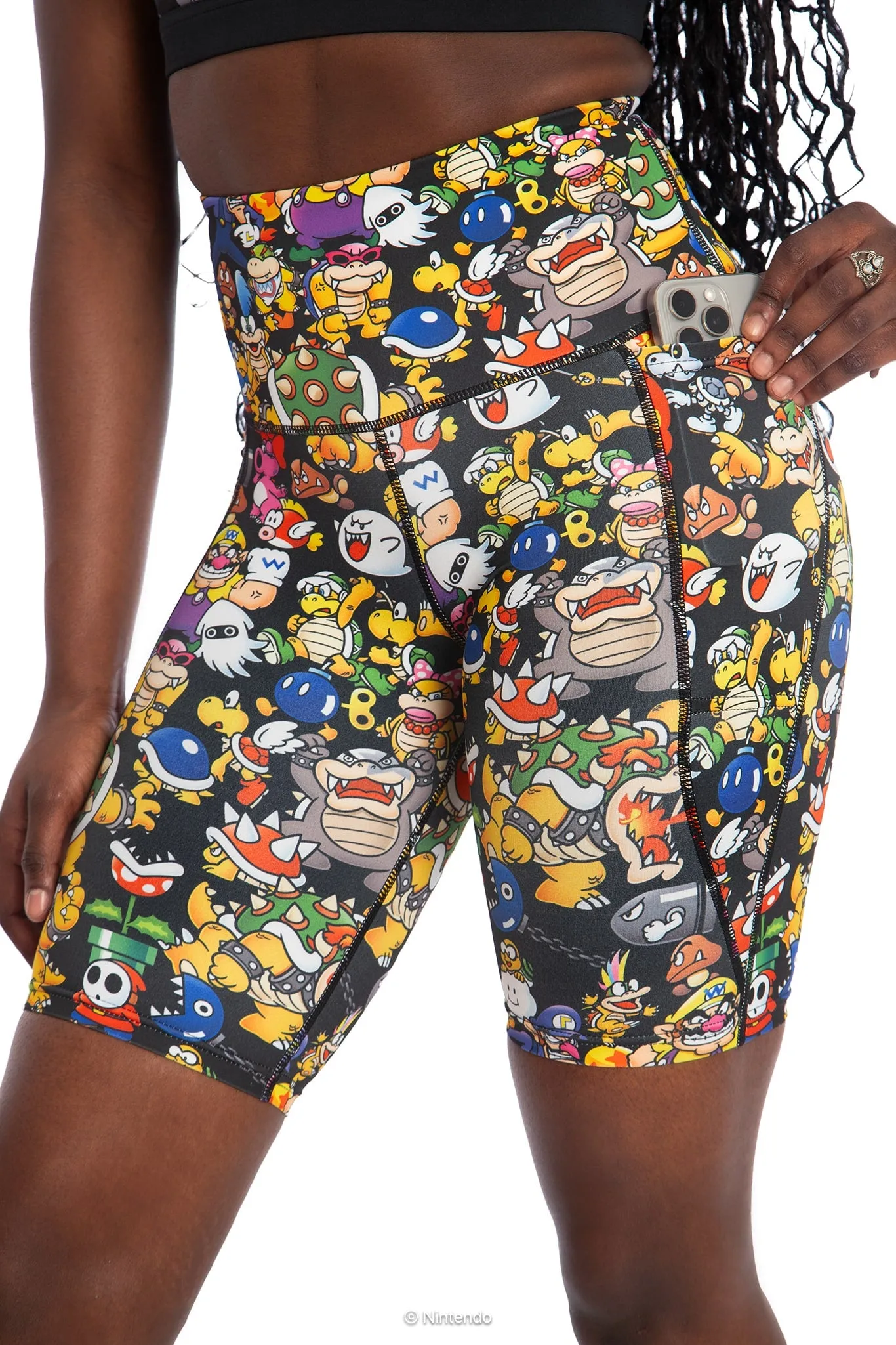 Super Mario Enemies High Waisted Bike Pants