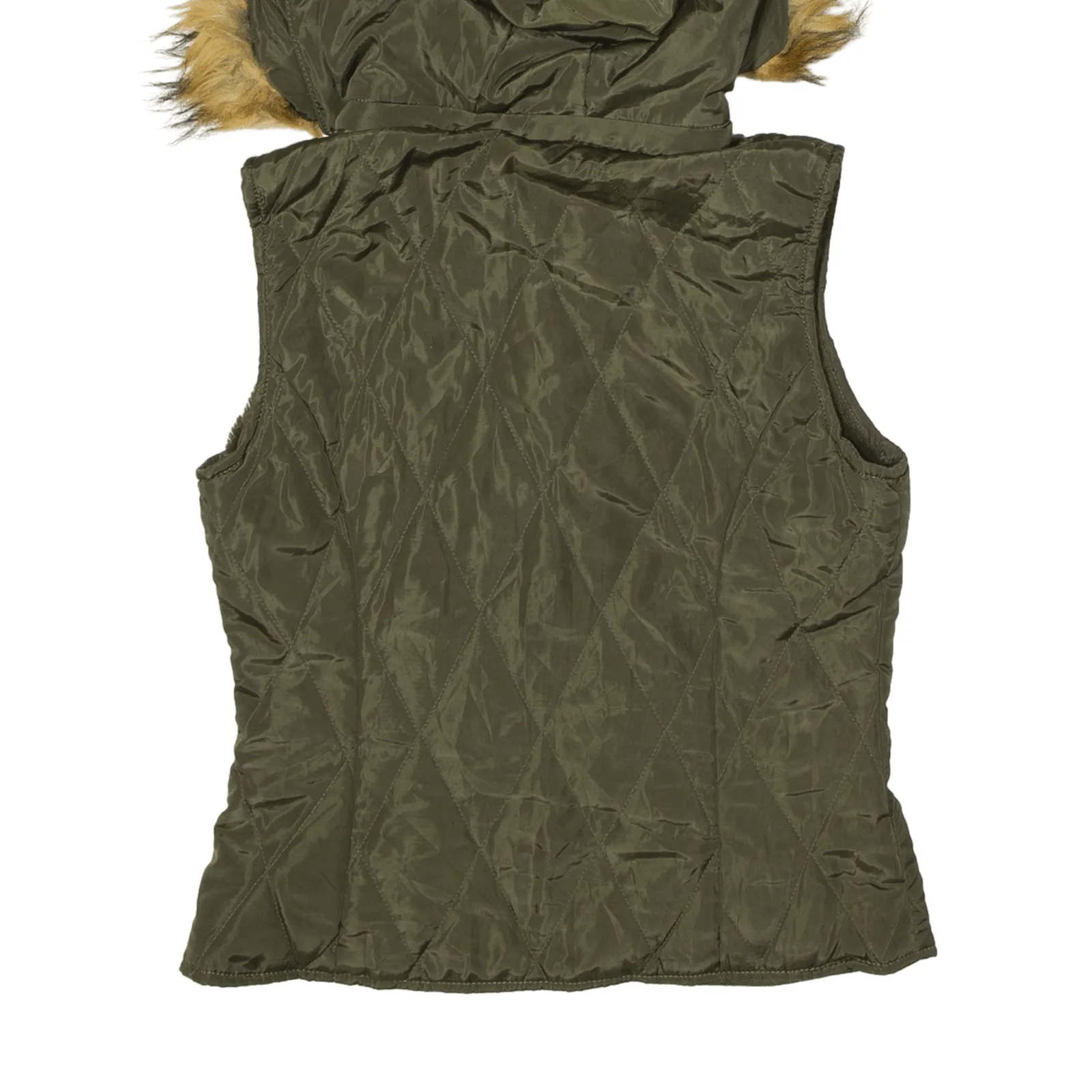 T A COALITION Faux fur Lined Khaki Quilted Gilet Green Womens S