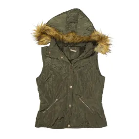 T A COALITION Faux fur Lined Khaki Quilted Gilet Green Womens S
