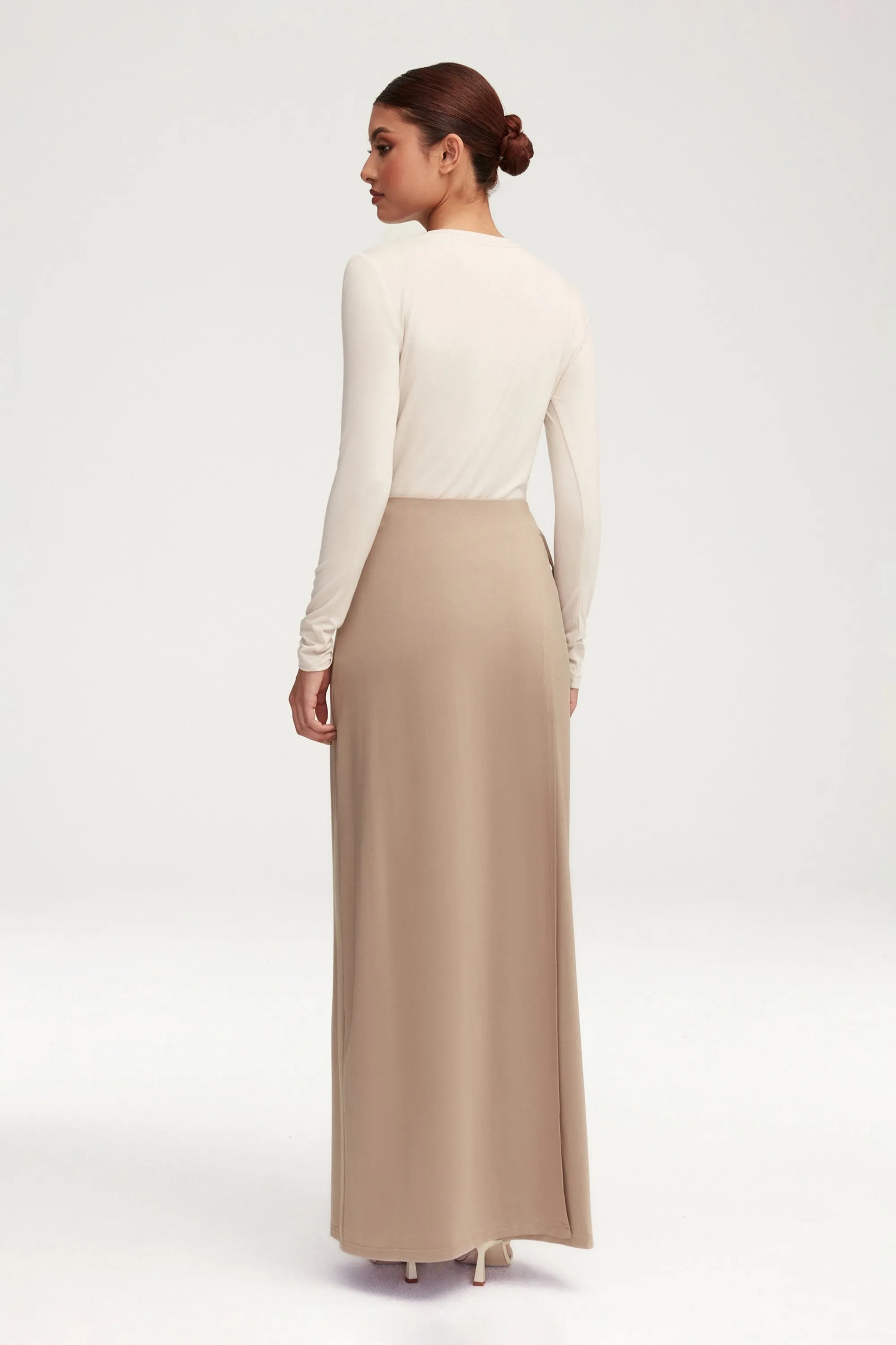 Talia Jersey Wrap Maxi Skirt - Taupe