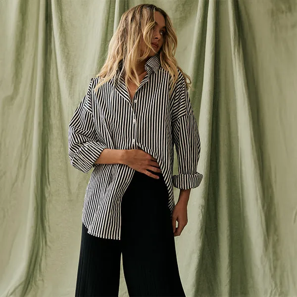 Tammy Shirt - Black   White Stripe