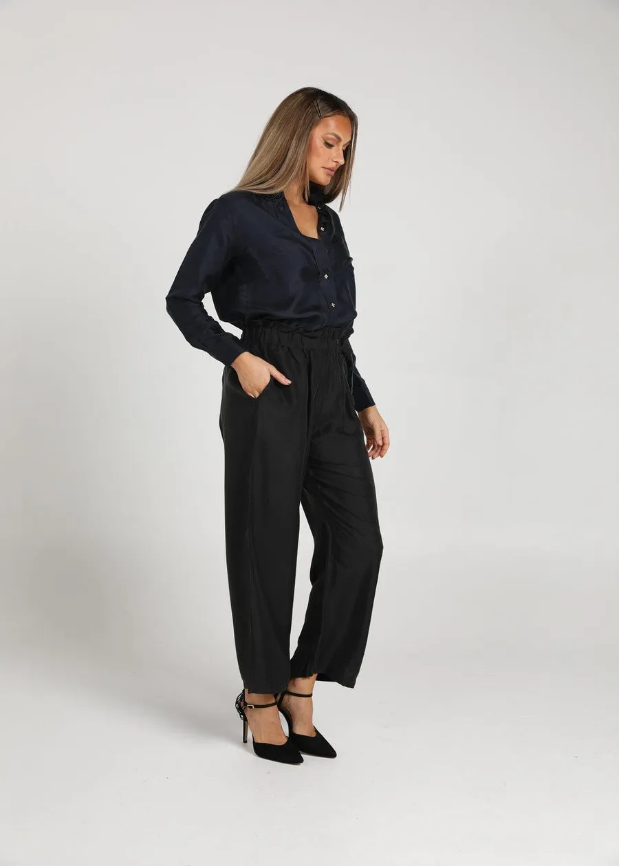 The Silk Long-sleeve Shirt - Ink