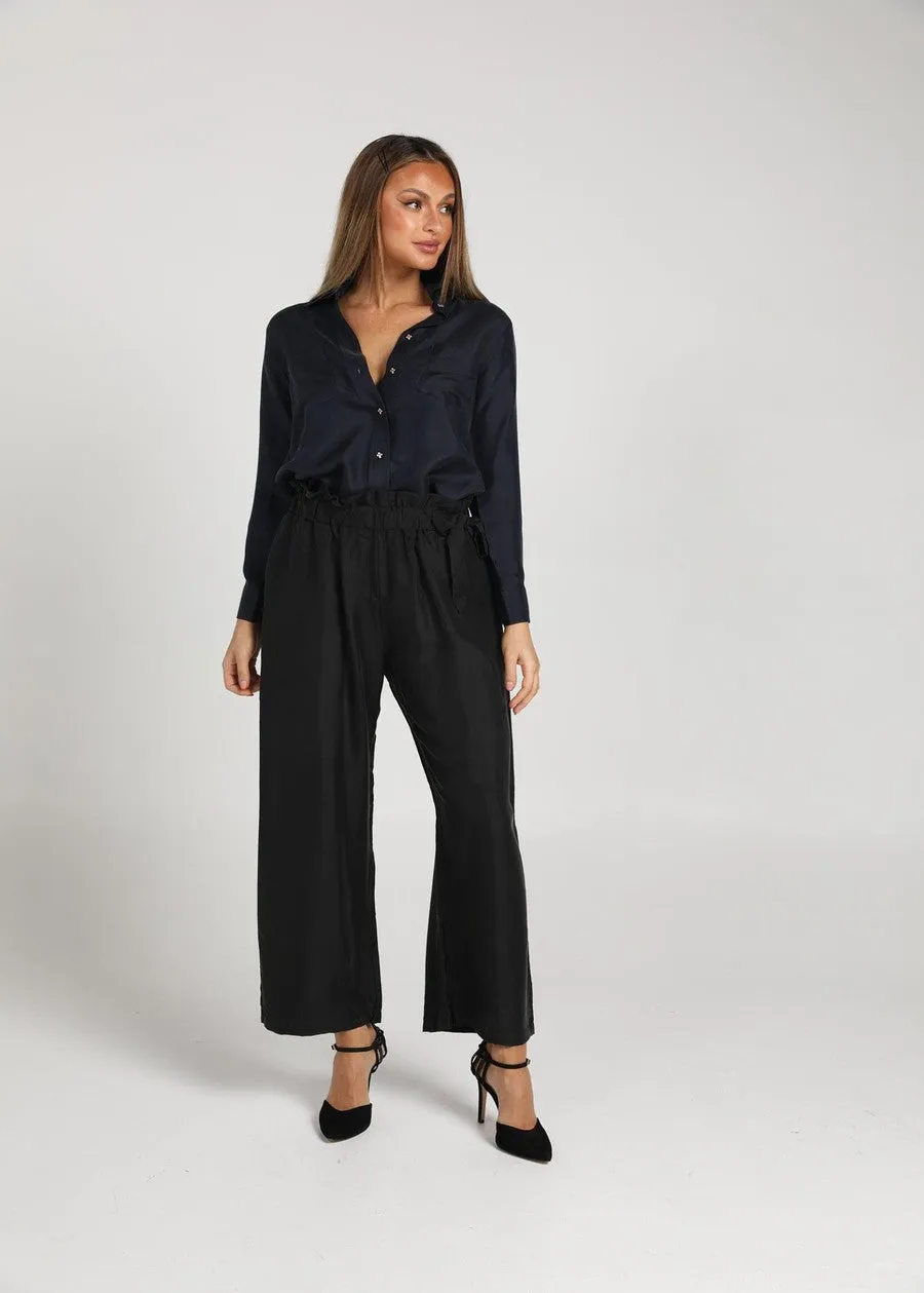 The Silk Long-sleeve Shirt - Ink
