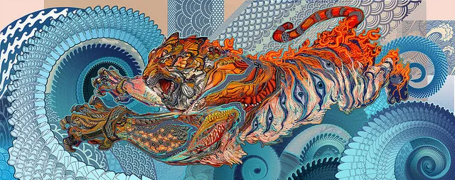 Tiger Swallow Tail Cashmere Silk Scarf