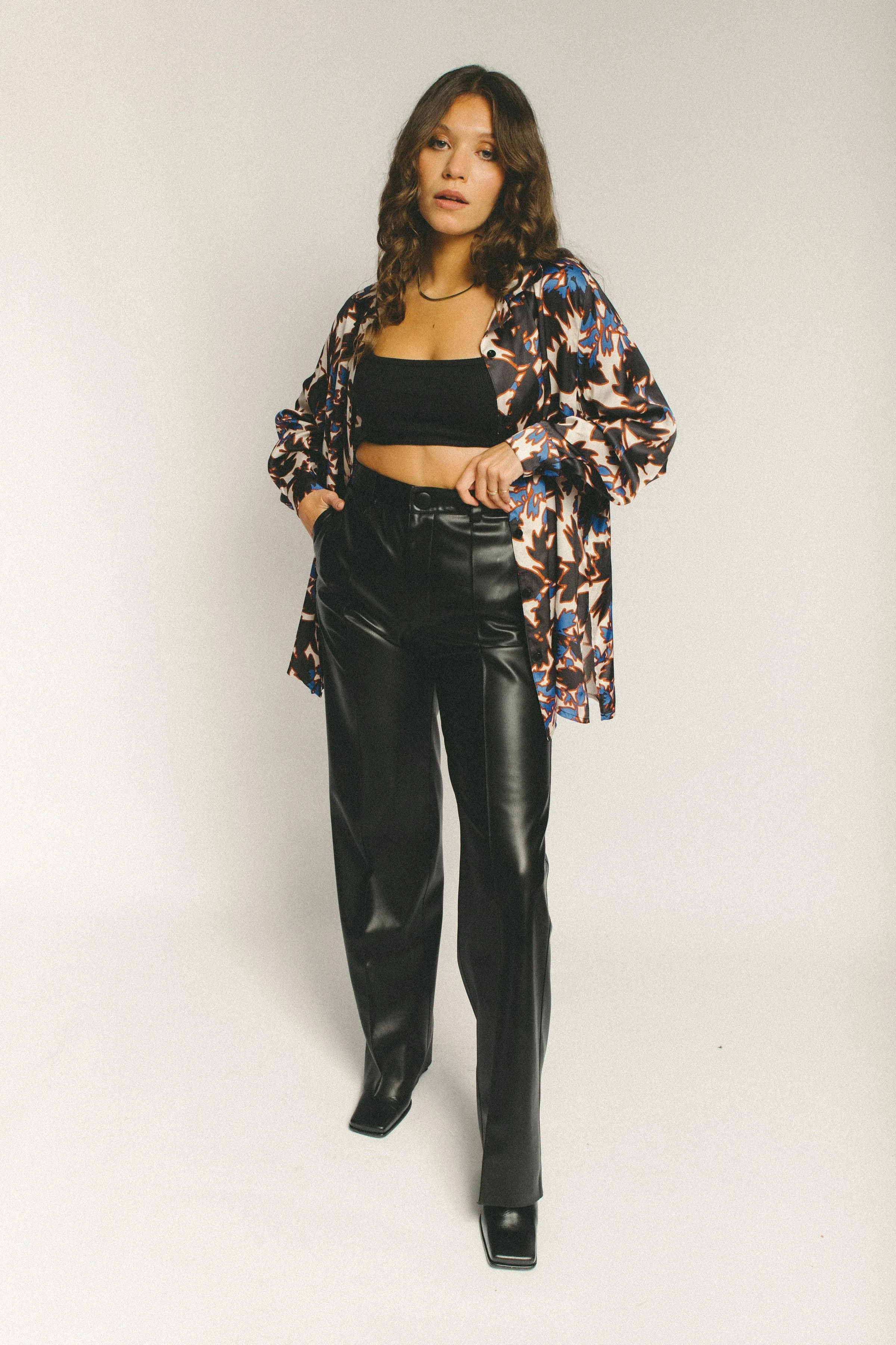 Tokyo Tailored Faux Leather Pants Black