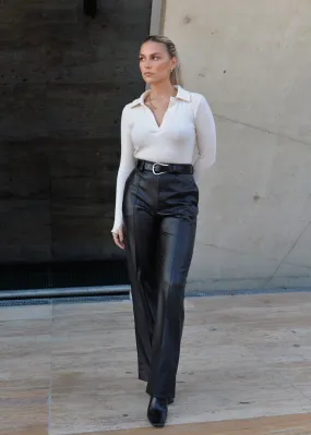 Tokyo Tailored Faux Leather Pants Black