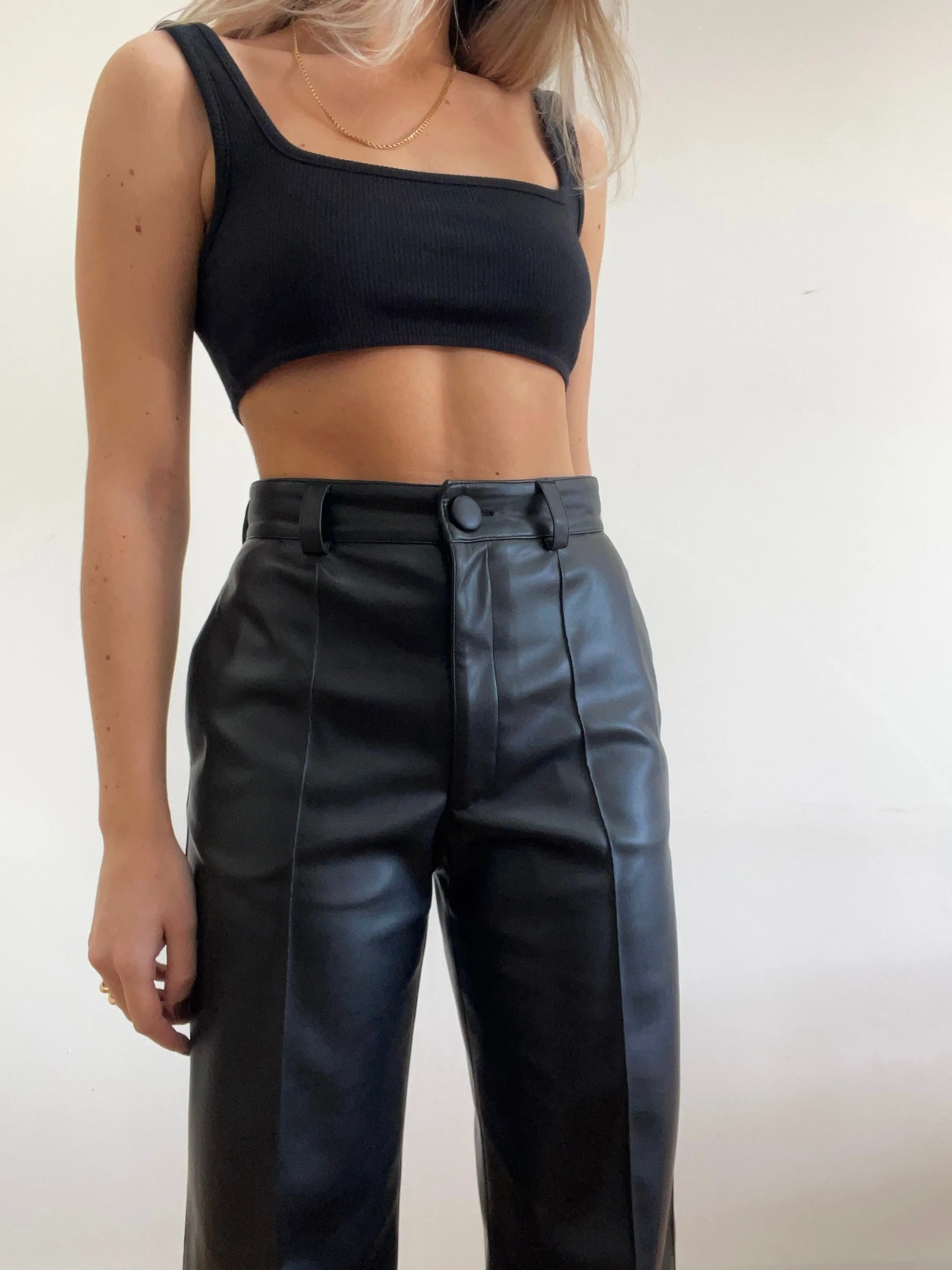 Tokyo Tailored Faux Leather Pants Black
