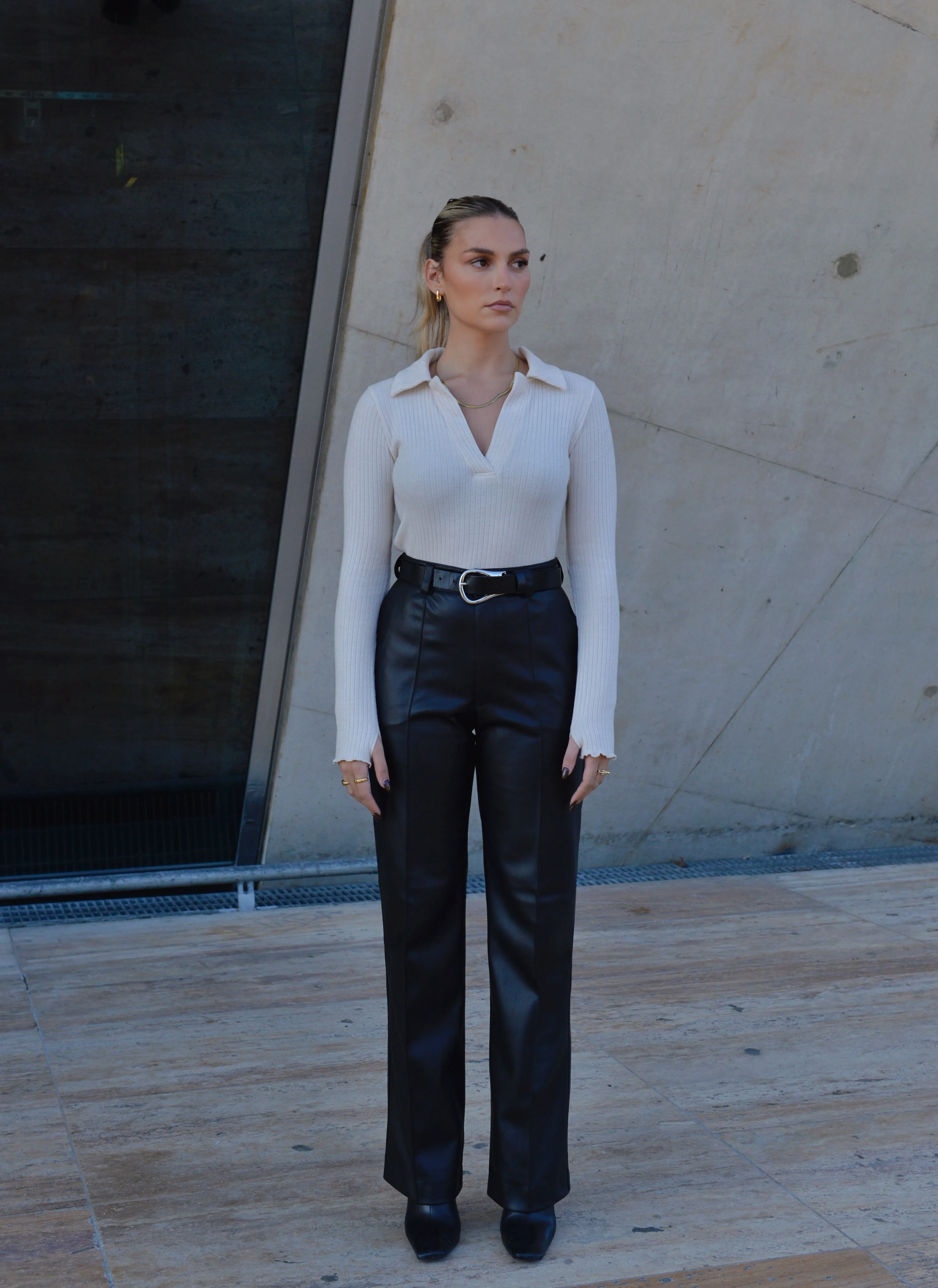 Tokyo Tailored Faux Leather Pants Black