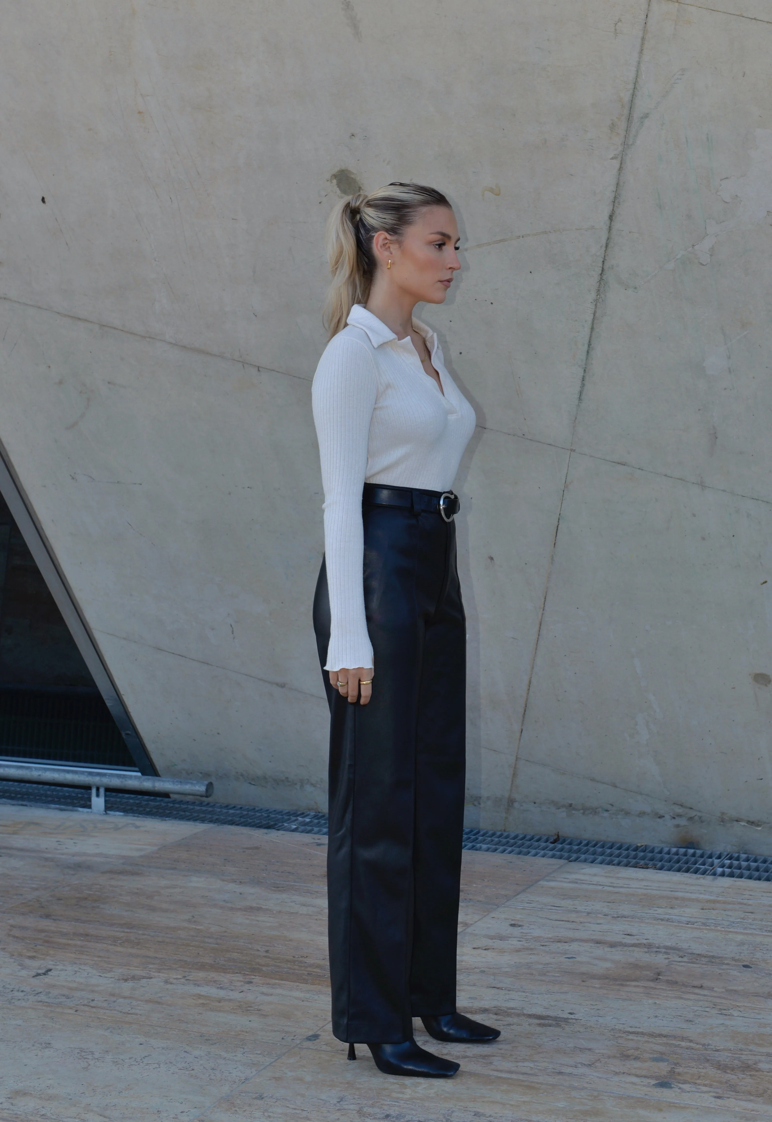Tokyo Tailored Faux Leather Pants Black