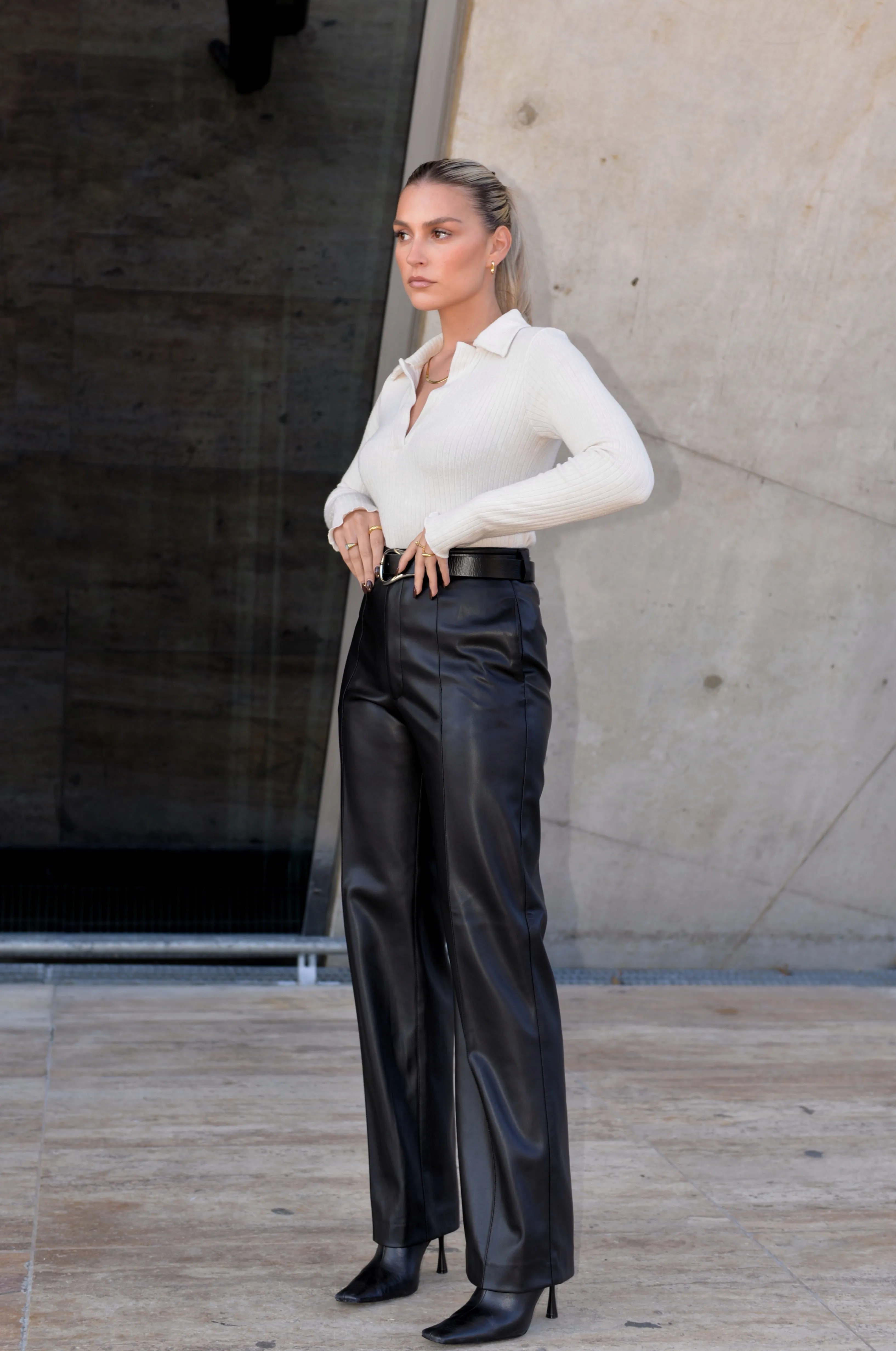 Tokyo Tailored Faux Leather Pants Black