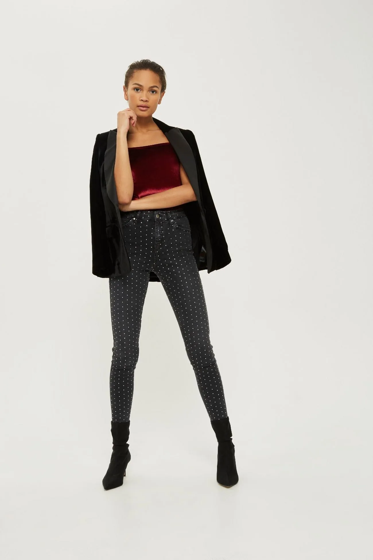 Topshop Womens Velvet Square Neck Bodysuit