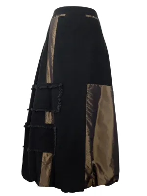 Vintage 2000s Y2K Biche De Bere Subversive Cyber Avant Garde Gothic Grunge Metallic & Distressed Patchwork Canvas Low Rise Statement Maxi Skirt | Size M