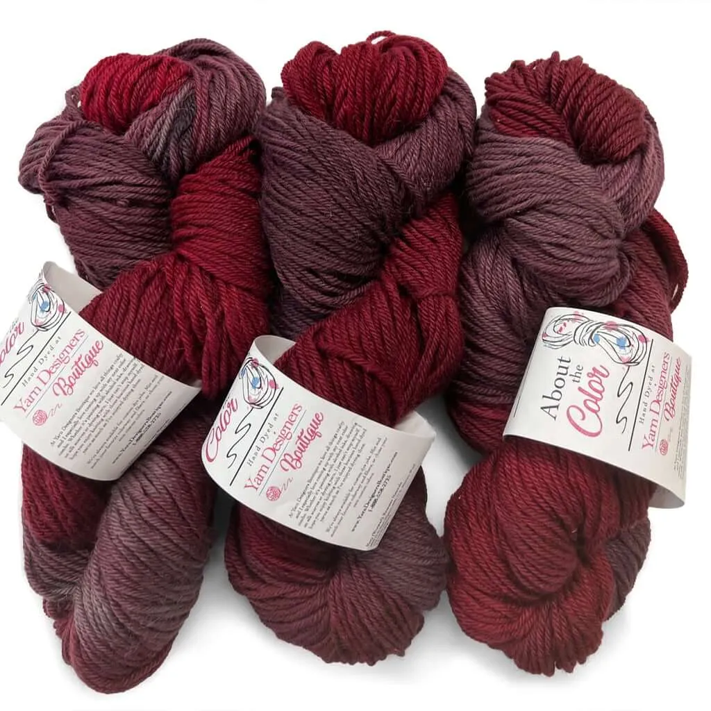 Vintage Reds with Pink Grey, Hand Dyed Worsted Alpaca & Merino