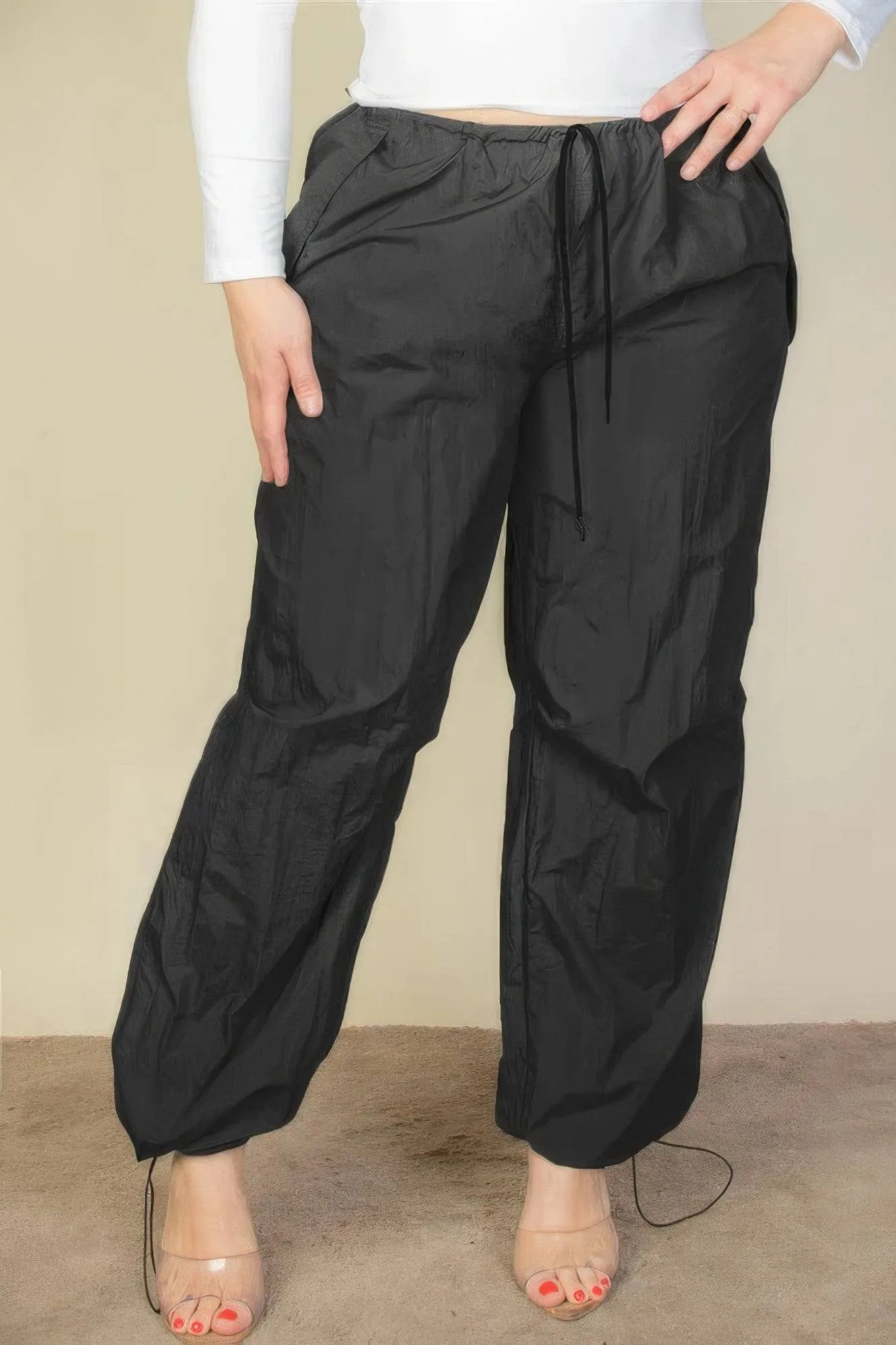 Voluptuous ( ) Plus Size Drawstring Waist Parachute Pants