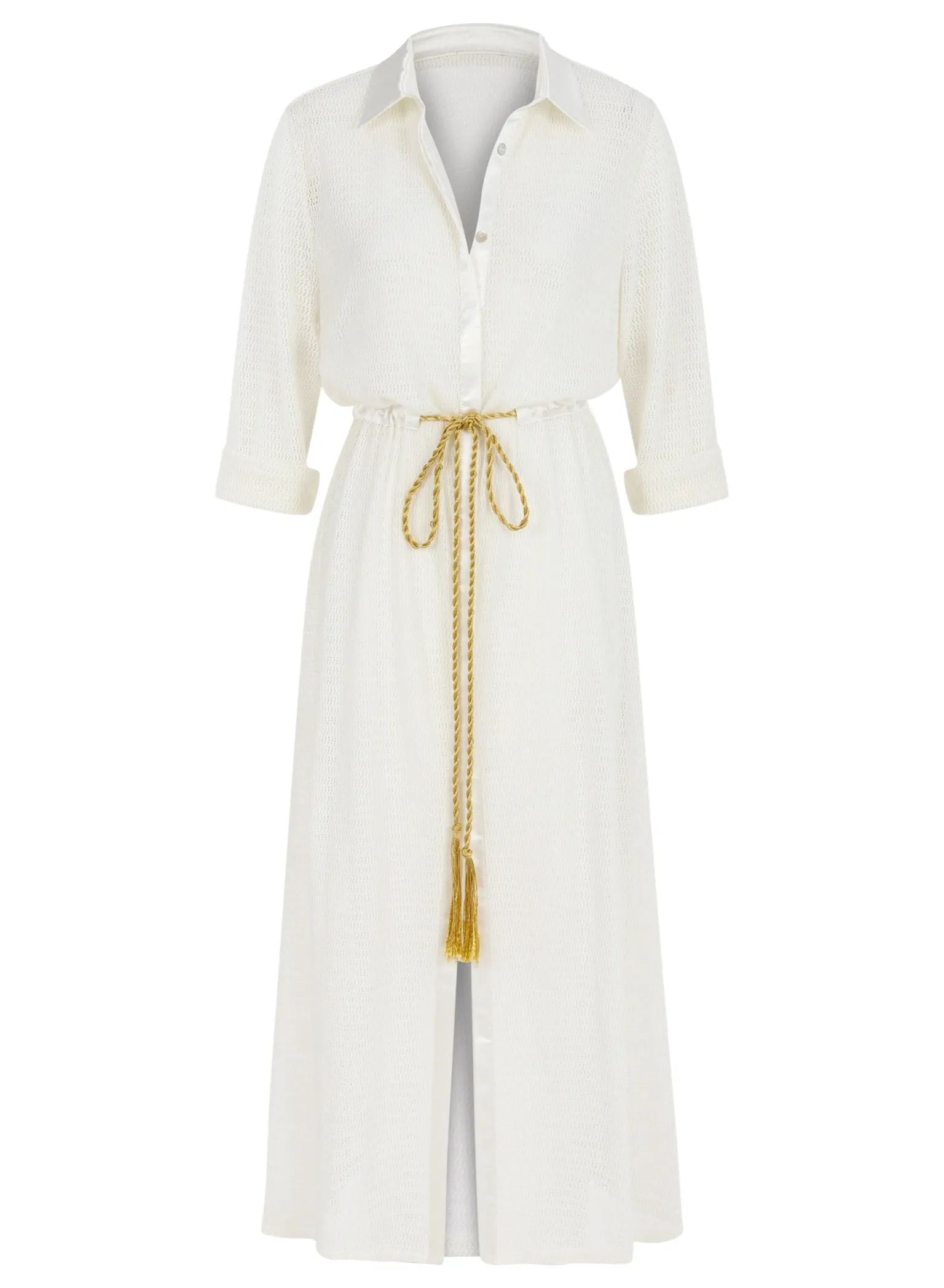White Lace and Satin Maxi Coverup