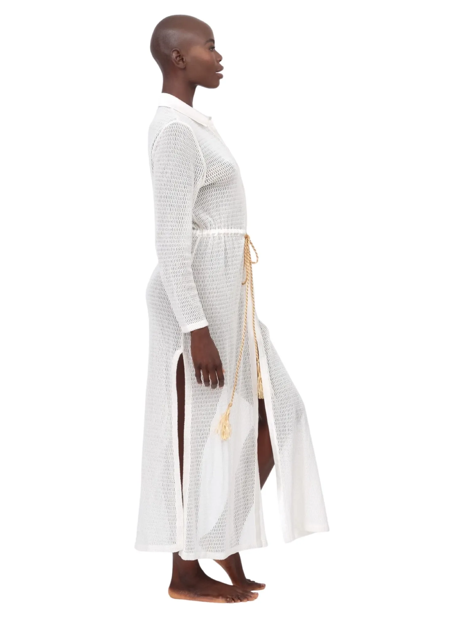 White Lace and Satin Maxi Coverup