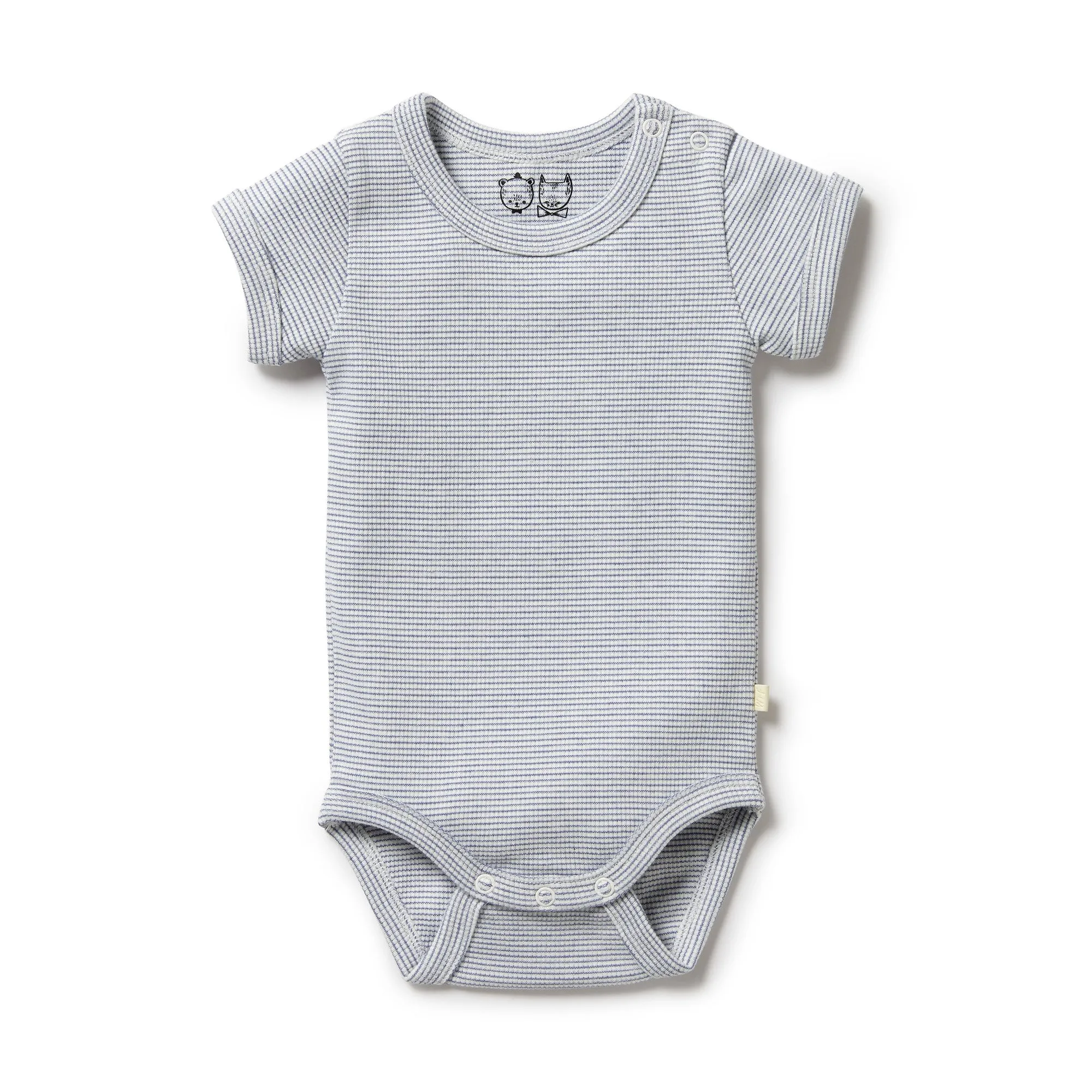 Wilson & Frenchy Organic Stripe Rib Bodysuit - Rain Drop