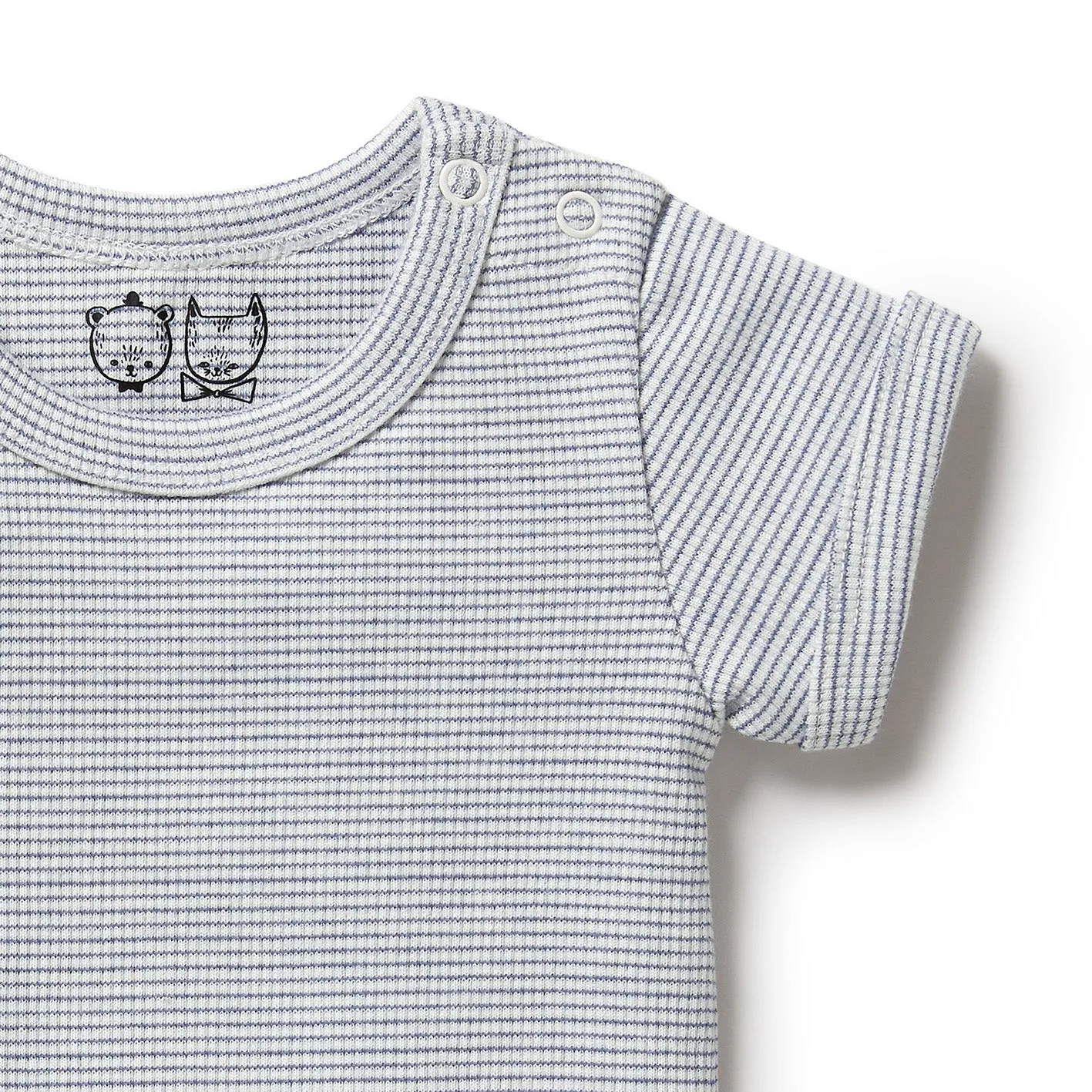 Wilson & Frenchy Organic Stripe Rib Bodysuit - Rain Drop