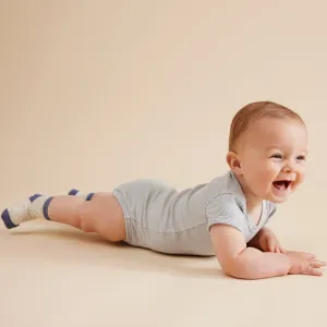 Wilson & Frenchy Organic Stripe Rib Bodysuit - Rain Drop