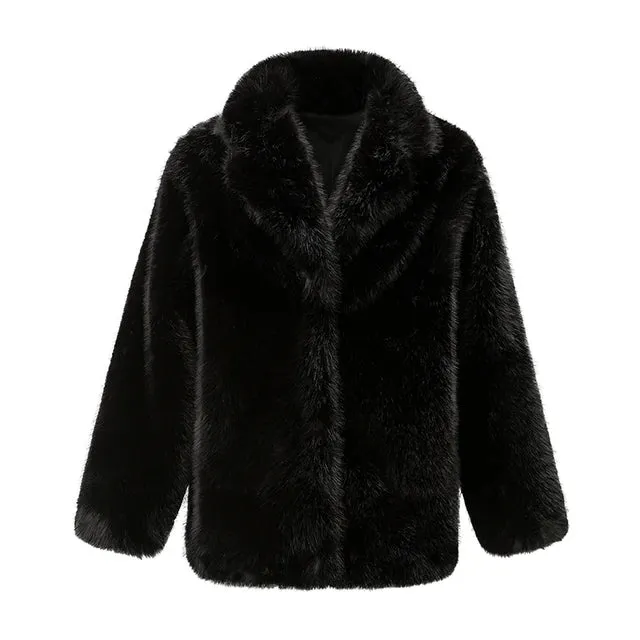 Winter Thick Warm Hairy Faux Fur Jacket