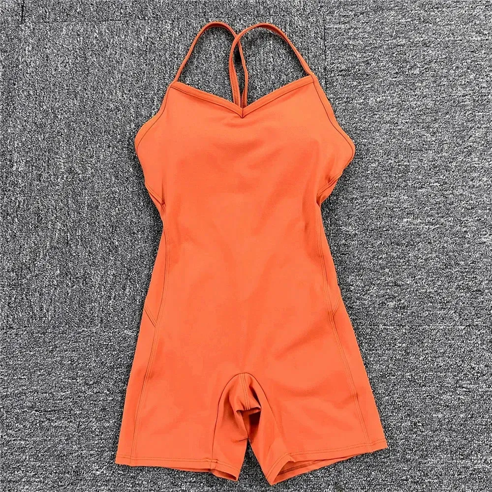 Women Athleisure Fitness Bodysuit 2023 Backless One Piece Yoga Jumpsuit Sports Gym Workout Clothes for Women Tights Active Wear