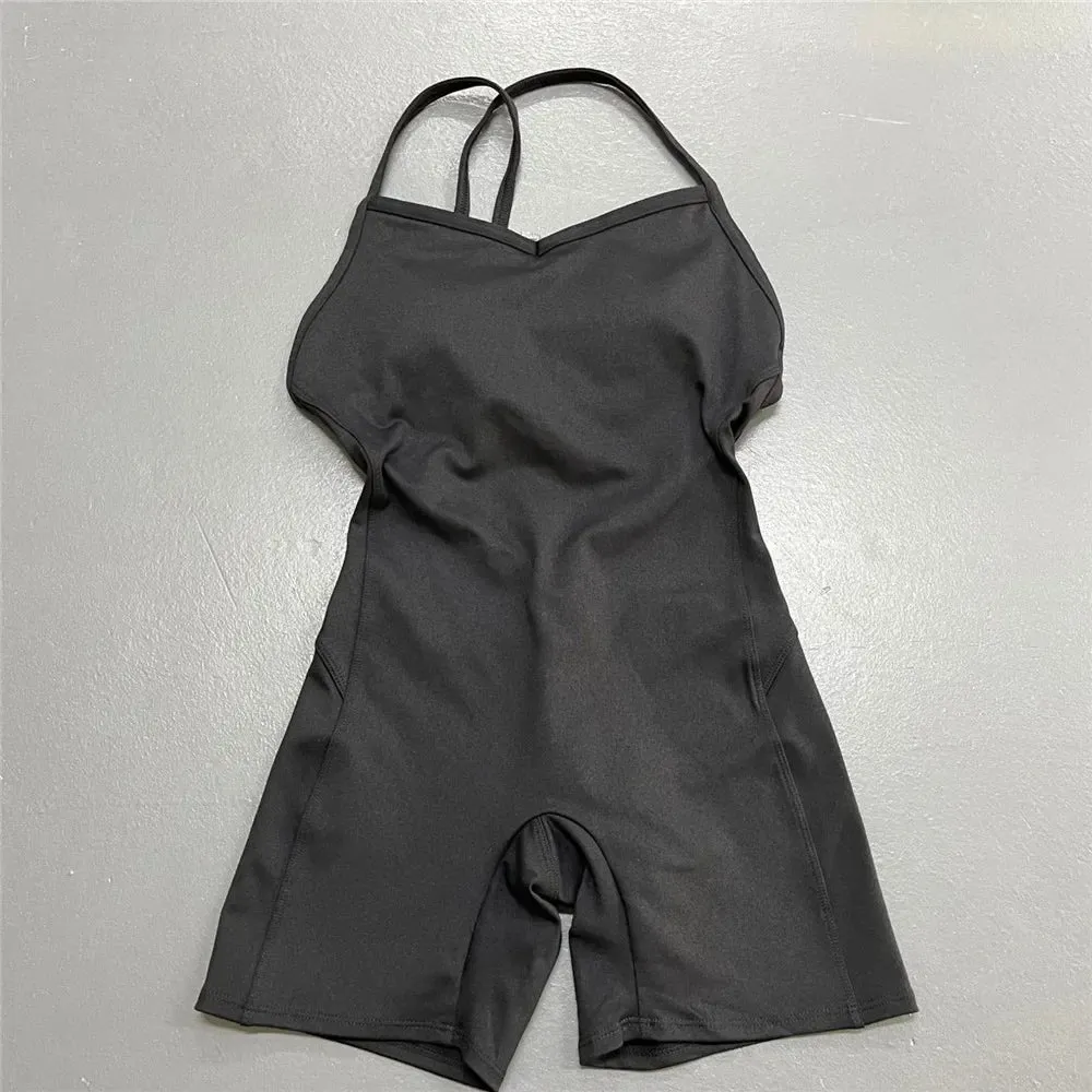 Women Athleisure Fitness Bodysuit 2023 Backless One Piece Yoga Jumpsuit Sports Gym Workout Clothes for Women Tights Active Wear