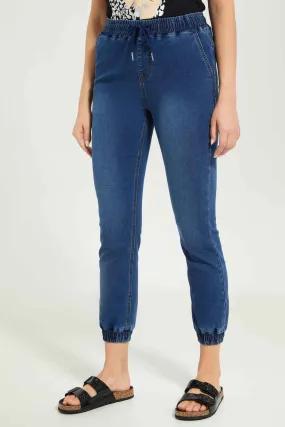 Women Navy Knit Jogger