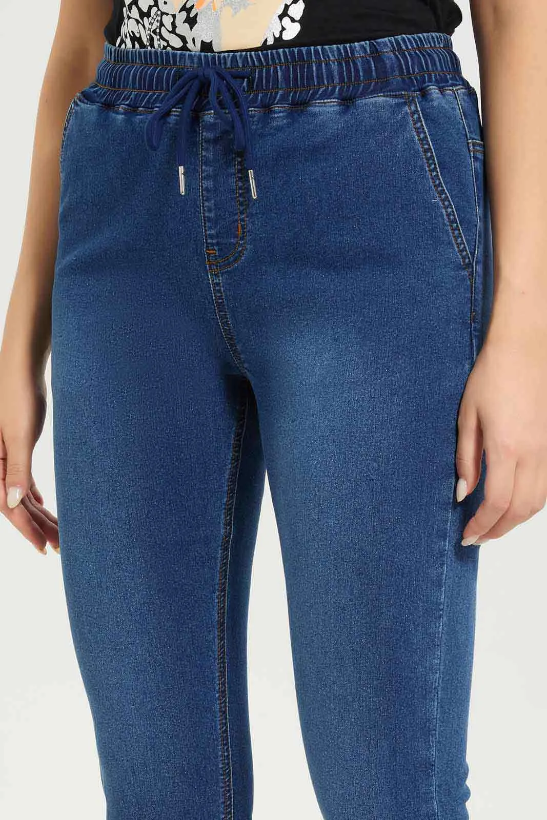 Women Navy Knit Jogger
